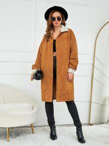 Omoni Abrigo teddy panel de hombros caídos - Amarillo Mostaza - Ver 5