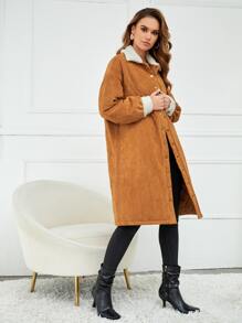 Omoni Abrigo teddy panel de hombros caídos - Amarillo Mostaza - Ver 6