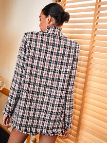 BizChic 毛邊緣格紋粗花呢花呢外套 - 彩色 - 查看 2