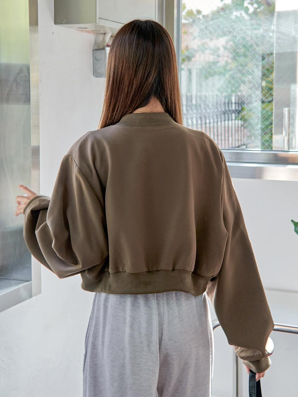 Drop Shoulder Zipper Bomber Jacket,Fall Clothes