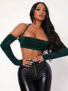 SHEIN SXY Áo nữ Sọc ngựa vằn Gợi cảm - Màu xanh lá cây đậm - Xem 1