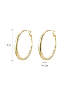 1pc Minimalist Hoop Earrings Copper Jewelry - Yellow Gold - View 2