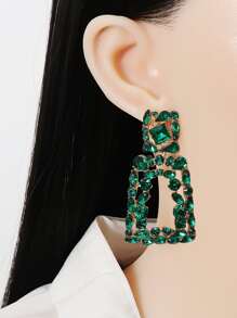 juran Hoa tai thiết kế hình học Rhinestone trang trí - màu xanh lá - Xem 1