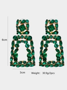 juran Hoa tai thiết kế hình học Rhinestone trang trí - màu xanh lá - Xem 2