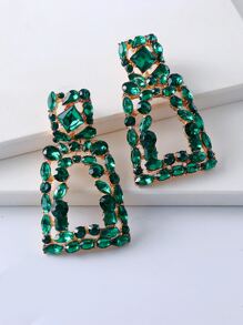 juran Hoa tai thiết kế hình học Rhinestone trang trí - màu xanh lá - Xem 3