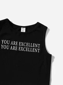 SHEIN Bộ hai mảnh Gái Dây kéo Túi Slogan Giải trí - màu đen - Xem 3