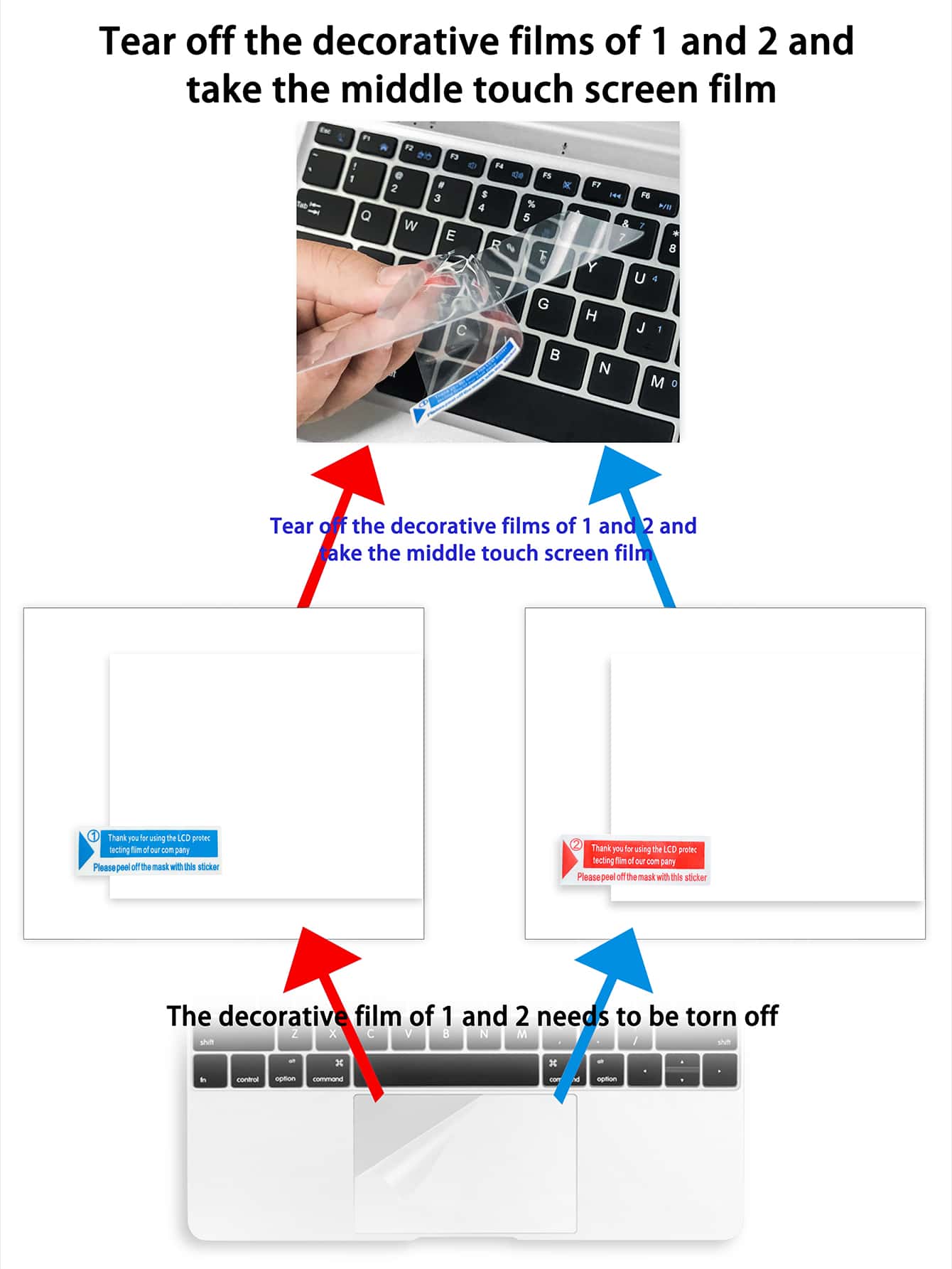 6 Adesivi Per Tastiera Inglese QWERTY | Nero Opaco Con Scritte Bianche | Autoadesivi Universali Per PC Portatile E Desktop