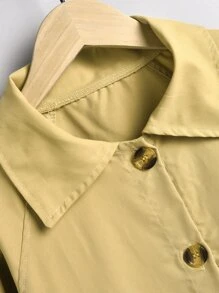 Niñas Gabardina de manga raglán ribete fruncido - Caqui - Ver 4