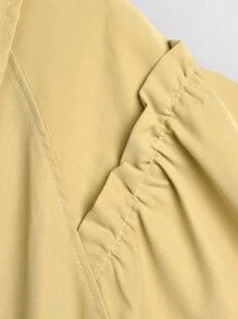 Niñas Gabardina de manga raglán ribete fruncido - Caqui - Ver 5