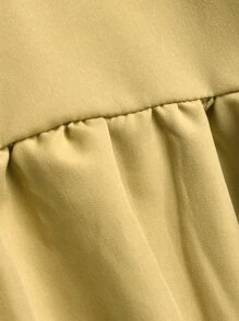 Niñas Gabardina de manga raglán ribete fruncido - Caqui - Ver 6