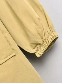 Niñas Gabardina de manga raglán ribete fruncido - Caqui - Ver 7