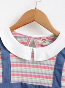 小女童彩色條紋愛心刺繡二合一牛仔裙 - 彩色 - 查看 5