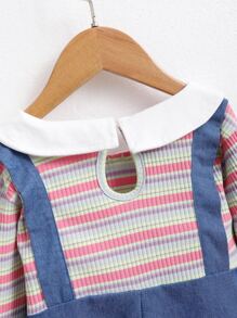 小女童彩色條紋愛心刺繡二合一牛仔裙 - 彩色 - 查看 7