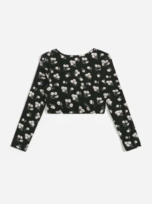 SHEIN Tops con gái Dây kéo Xù Hoa Giải trí - Nhiều màu - Xem 2
