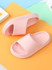 Girls Wide Fit Slides - Pink - View 3