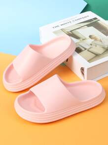 Girls Wide Fit Slides - Pink - View 4