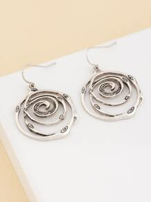 眼睛細節幾何耳墜 - 復古銀色 - 查看 1