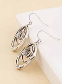 眼睛細節幾何耳墜 - 復古銀色 - 查看 4