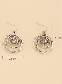 眼睛細節幾何耳墜 - 復古銀色 - 查看 5