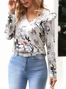 SHEIN Clasi 印花荷葉邊襯衫 - 彩色 - 查看 5