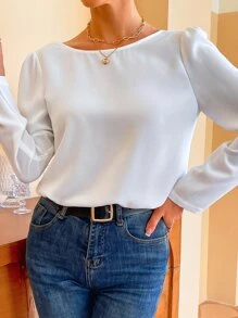 SHEIN Frenchy Guipure Lace Trim Fake Button Blouse Summer Elegant White - White - View 6