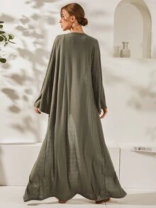 ปุ่มปลอม เสื้อกล้าม & ผูก กางเกงขายาว & ชุดคลุมนอน - สีเขียวขี้ม้า - ดู 2