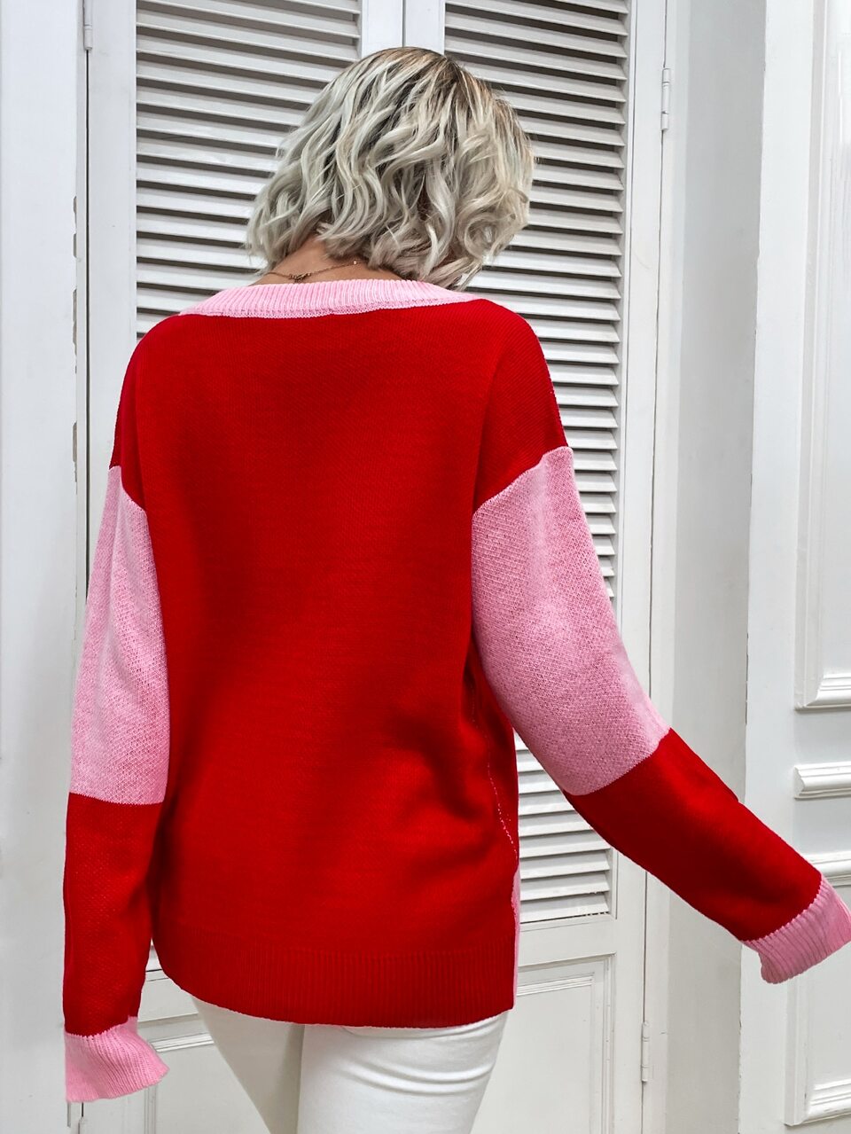 Color Block Drop Shoulder Sweater
