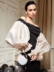 SHEIN Đầm Dây kéo Khối Màu Hấp dẫn - màu đen - Xem 4