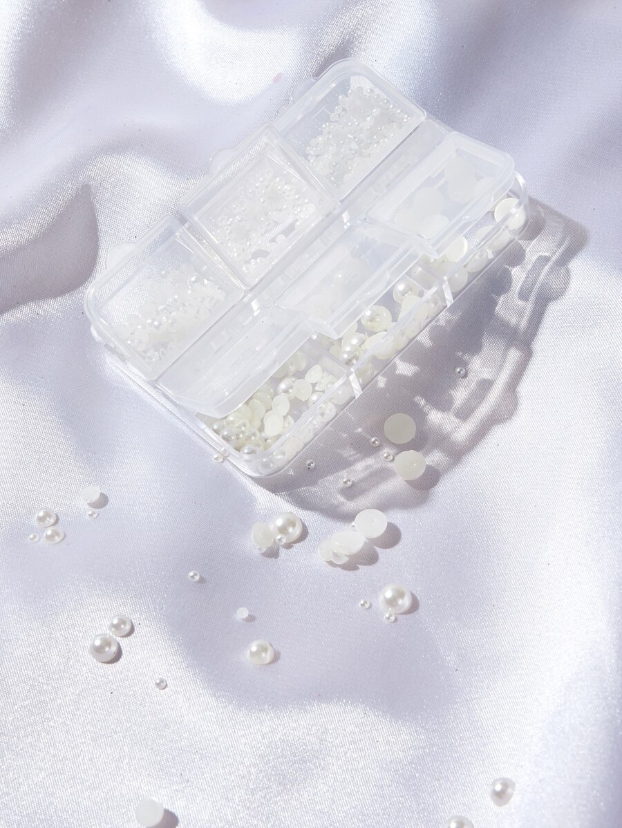 1 盒仿珍珠美甲装饰 - 白色 - 查看 1