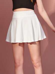 ROMWE Solid Flared Skirt