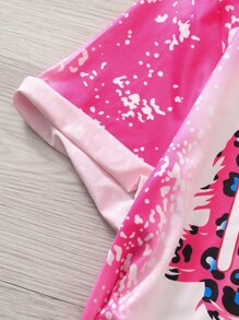 SHEIN LUNE Plus Áo thun họa tiết da báo và chữ Áo thun họa tiết phụ nữ - Nhiều màu - Xem 7