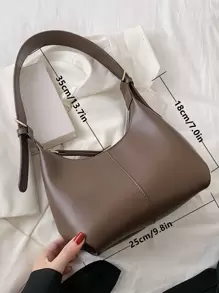 極簡風格法棍包 - 咖啡棕 - 查看 4