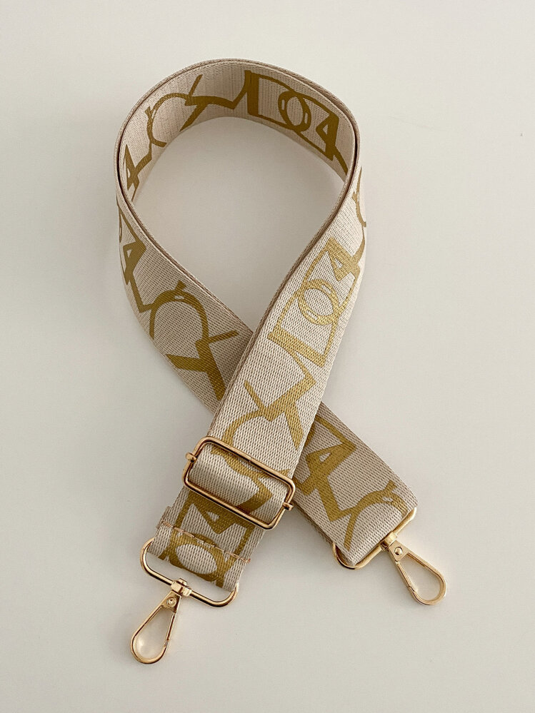 Letter Graphic Bag Strap Adjustable Portable Bag Accessories Stylish Durable For Rookies & White-collar Workers For Teen Girls Women College Students - Khaki - View 2