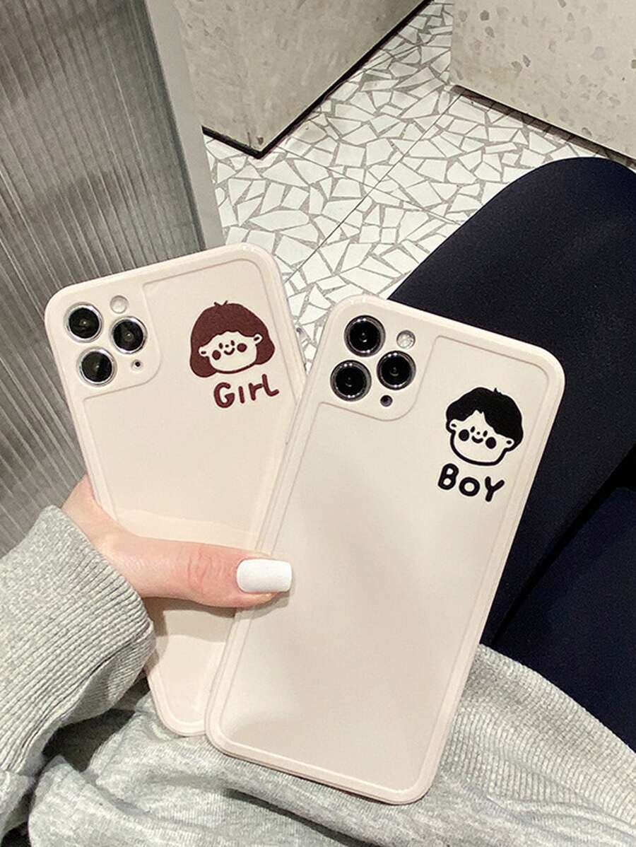 2pcs Couple Graphic Phone Case - Multicolor - View 1
