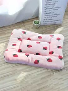 1 alfombrilla de cama para mascotas de doble cara con forma de fresa con cálido forro de felpa, adecuada para gatos y perros pequeños y medianos, para uso en las cuatro estaciones - Multicolor - Ver 13