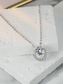 Dây chuyền Khối Zirconia  Mặt dây chuyền Mặt trăng - Bạc - Xem 1