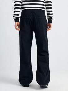 Manfinity Hypemode Quần Jeans Nam Nút Túi Dây kéo Con số Tim - màu đen - Xem 2