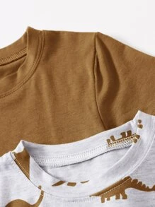 SHEIN Young Boy Dinosaur Pattern Loose Comfortable T-Shirt, Casual And Cute Style For School, Party, Outing, And Sports, Suitable For 4-7 Year Old Boys - Multicolor - View 4