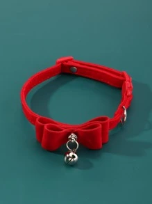 Bow Decor Pet Collar - Red - View 1