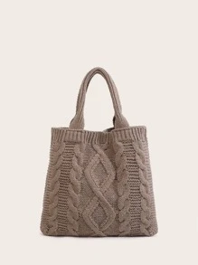 極簡風格勾織包 - 卡其色 - 查看 1