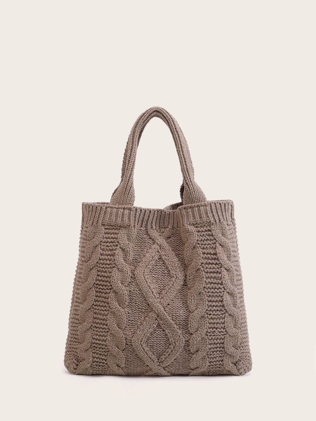 極簡風格勾織包 - 卡其色 - 查看 1