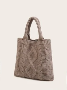 極簡風格勾織包 - 卡其色 - 查看 4