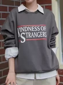 DAZY 字母图案落肩卫衣（不含上衣）秋装 - 灰色 - 查看 1