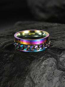 時尚流行男士不銹鋼鍊式裝飾戒指適合珠寶禮物和時尚外觀 - 彩色 - 查看 2