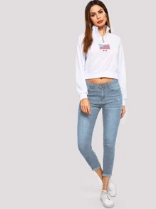 SHEIN 淺色漂白水洗緊身牛仔褲 - 中等水洗藍 - 查看 3
