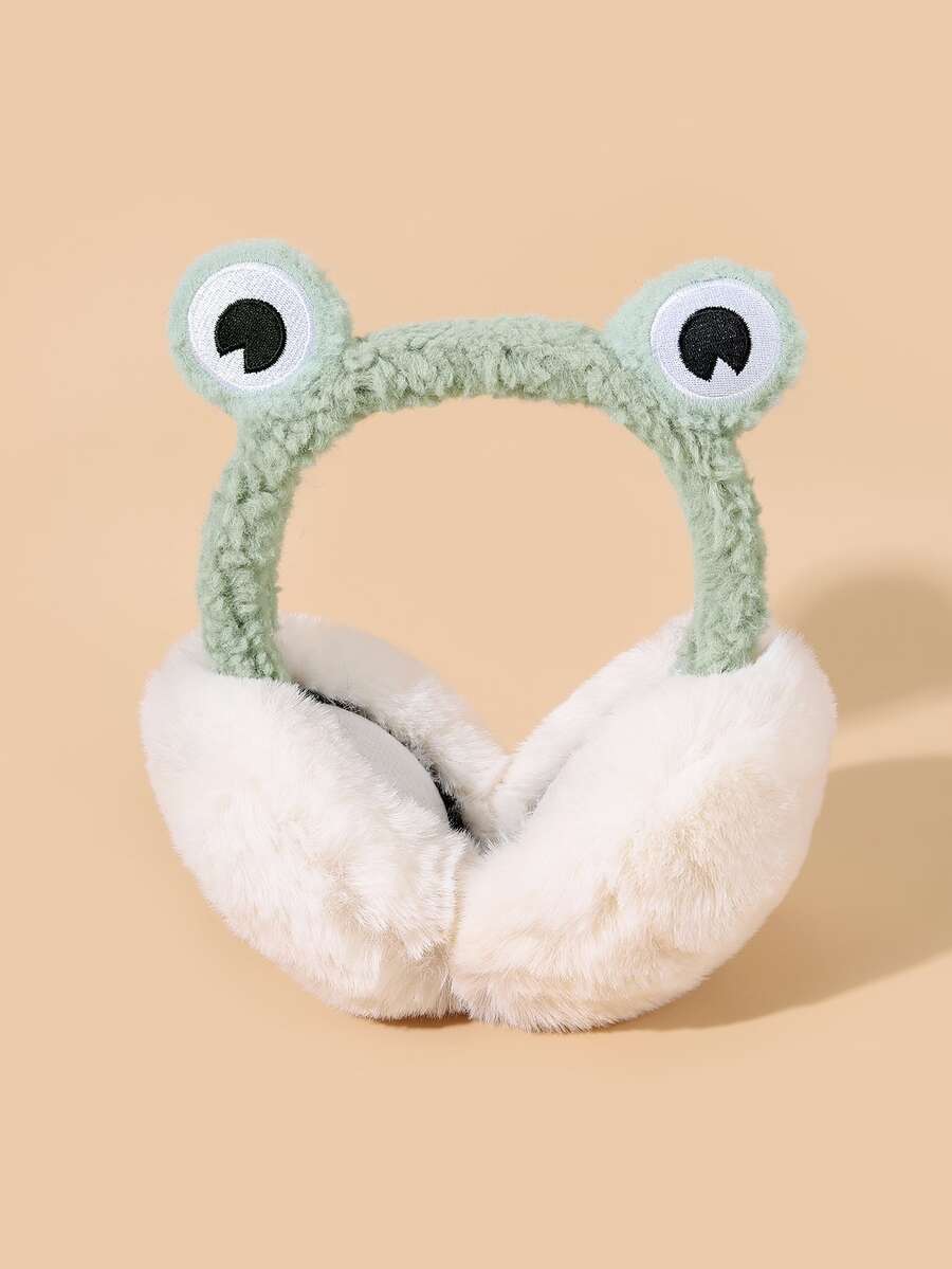 Orejeras con dibujos animados ojo con bordado - Verde - Ver 1