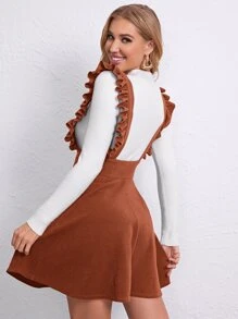 SHEIN Privé Đầm Xù Dây kéo màu trơn Sẵn sàng - màu nâu - Xem 1