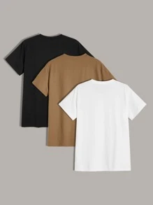 Manfinity Homme Men 3pcs Solid Basic Tee - Multicolor - View 2