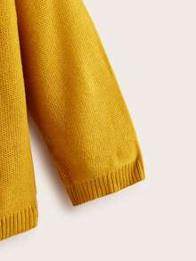 SHEIN V Neck Drop Shoulder Jumper - Mustard Yellow - View 4