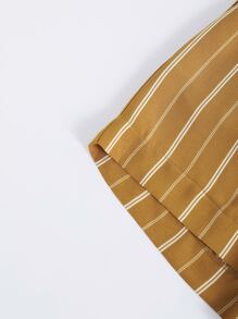 SHEIN Unity Paperbag Waist Striped Shorts - Mustard Yellow - View 4